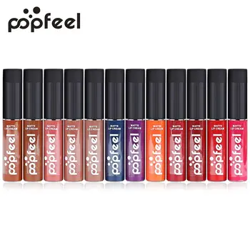 

Popfeel Brand Makeup Lip Gloss Waterproof Batom Tint Red Brown Nude Long Lasting Liquid Matte Lipstick Makeup Lipgloss
