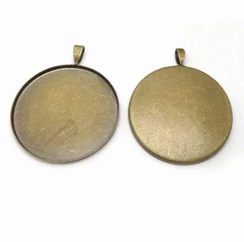 

Blank Strong Round Bezel tray with Bail Metal Pendant Base Settings Resin Cameo Cabochons Findings DIY Making Multi-color Plated