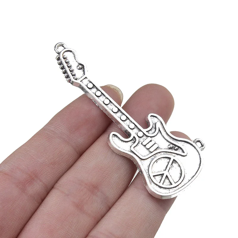 Yishan 2Pcs Guitar Charm Silver Alloy Pendant Diy Jewelry Accessories Necklace Bracelet Earrings Keychain EY3368 | Украшения и