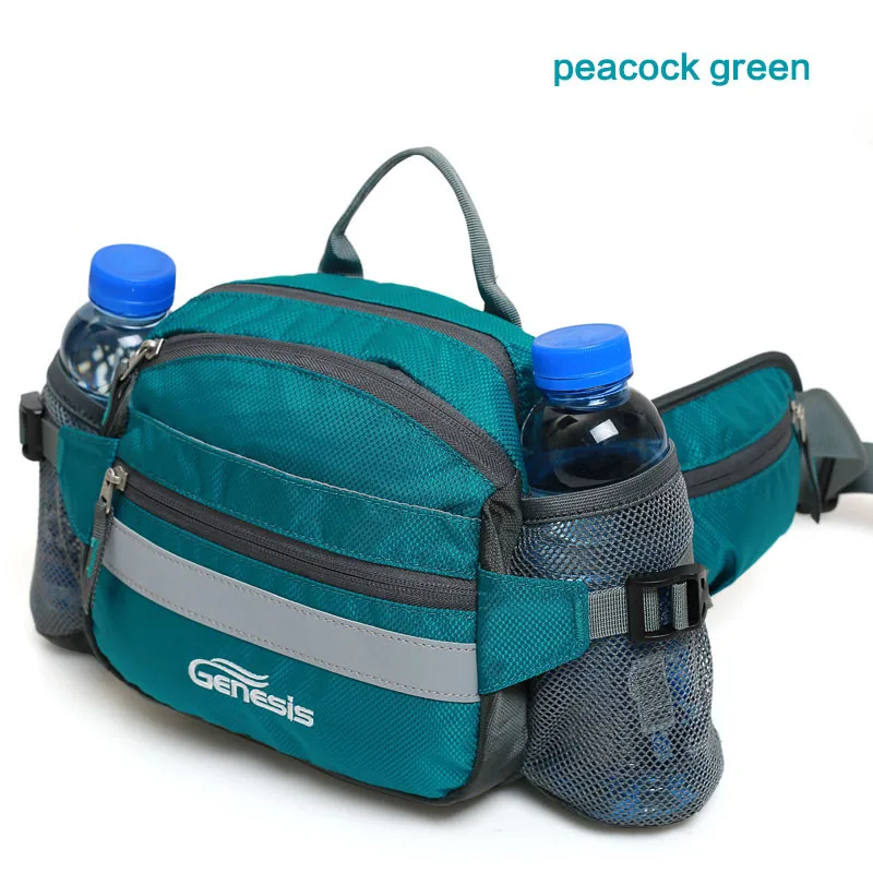 Новая походная велосипедная сумка на талию наружная спортивная сумка для бега держатель бутылки многофункциональная альпинистская Сумка для бега - Цвет: PEACOCK GREEN