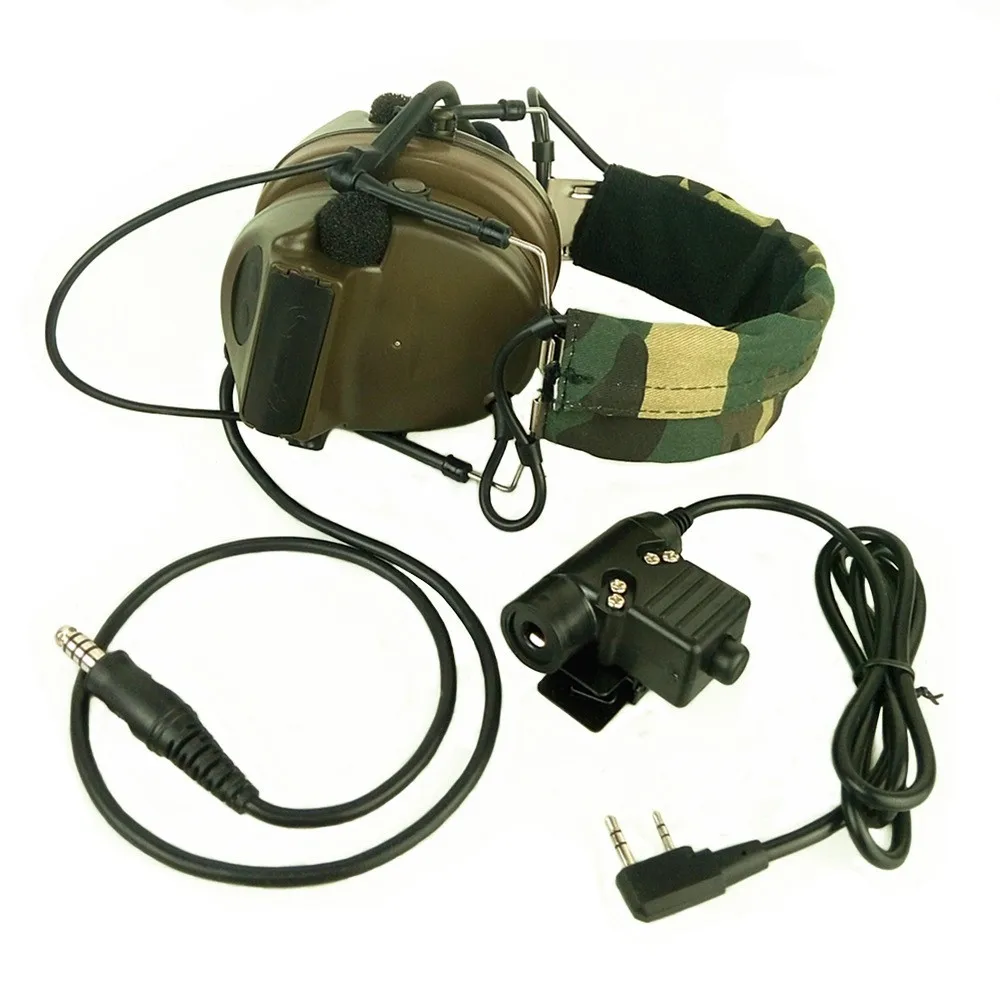Z Tactical Headset Headphone With U94 PTT Kenwood 2 Way Pin Comtac II Noise Reduction Headset Walkie Talkie Dual PTT Olive Drab  (3)