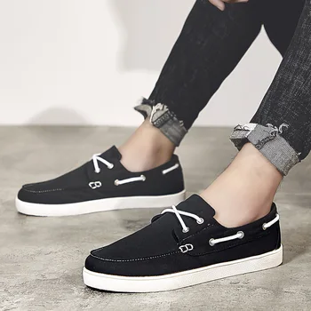 

Summer breathable lightweight new one pedal flat canvas shoes youth tide shoes lazy wild comfortable solid color men's shoes