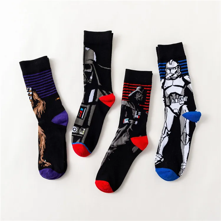 Новинка года; пара носков для мужчин и женщин 12 видов Хлопковых Носков Классические носки с принтом «Звездные войны» и героями мультфильмов; Yoda Wookiee