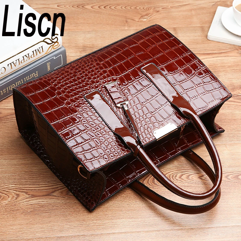 LISM Hot Sale! Lady PU Leather Shoulder Bag Elegant Luxury OL Lady Crocodile lady bag handbag messager bag Fashion Bags