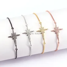 10 шт. 4 цвета микро проложить белый кубический цирконий Талисманы Браслеты для Для женщин Обувь для девочек Регулируемый Длина