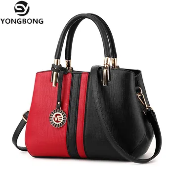

YONGBONG 2017 Patchwork New Women pu Leather Handbag Tote Trendy Shoulder Bags Messenger Bag Cross body bag women Free shipping