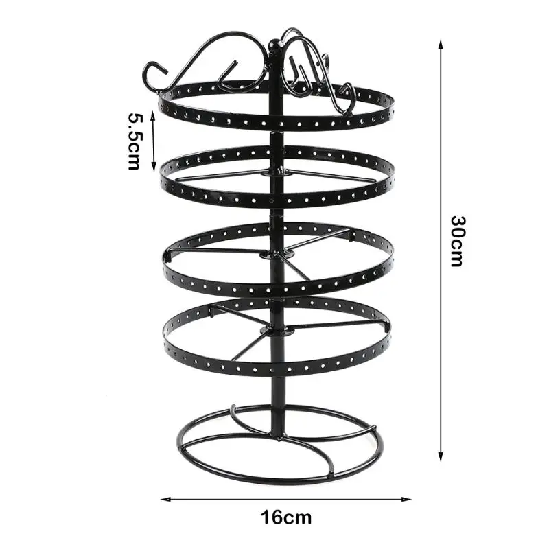 Металлическая стойка для украшений Дисплей Серьги Ожерелье заклепки витрина для ювелирных украшений браслетов хранения вращающийся