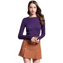 Women Brief Ribbed O-Neck Bottoming Shirt Long Sleeve Fit Slim Sweater Pull Femme Fine Knitted Sweaters Girl Knitwear Trend Tops ribbed asymmetrical openwork knitwear