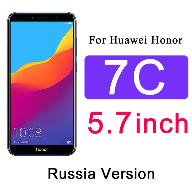 9H Honor 7a Защитное стекло для Honor 7c Pro закаленное стекло для huawei 7x A7 C7 X7 7 A C X безопасная защита экрана пленка - Цвет: For Russia 7C