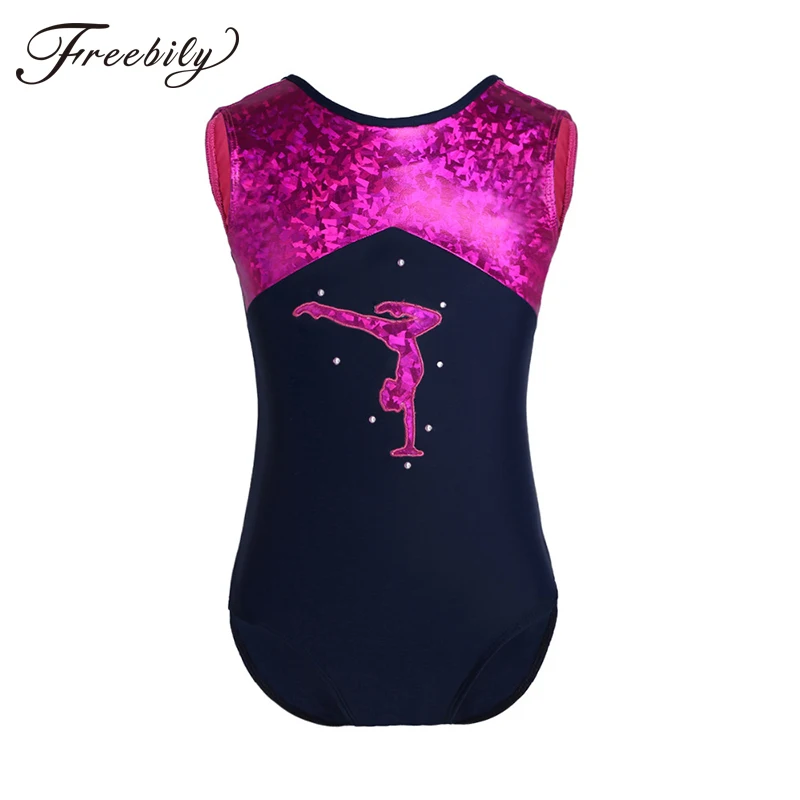 

Kids Girls Ballet leotards Dance Wear Sleeveless Glittery Splice Ballet Gymnastics Leotard ballet dress Jumpsuit dance bodysuit