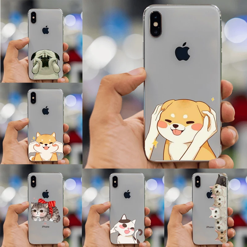 

Cute Welsh Corgi Pembroke Shiba Inu Animal Dog The cat Soft Silicon TPU Case Cover For iphone XS MAX 8 8Plus 6 6S Plus 5 5S SE