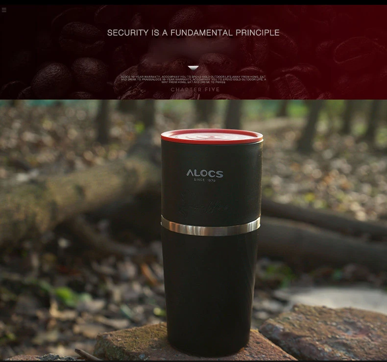 Alocs Vajilla cafetera portátil 4 en 1 Acero inoxidable camping manual café fácil Picadoras senderismo hervidor cw-k16