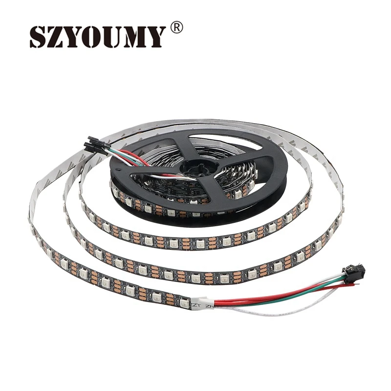 

SZYOUMY DC5V Led Strip WS 2812 5M 300 Leds 60 Pixels/M Non-waterproof 5050 SMD RGB Programmable Addressable Led Strip Lights