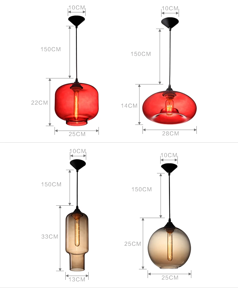 Подвесной светильник для гостиной, столовой, светильник для кафе, современный стеклянный подвесной светильник для украшения T300 T10 T180 40 Вт, лампа Эдисона