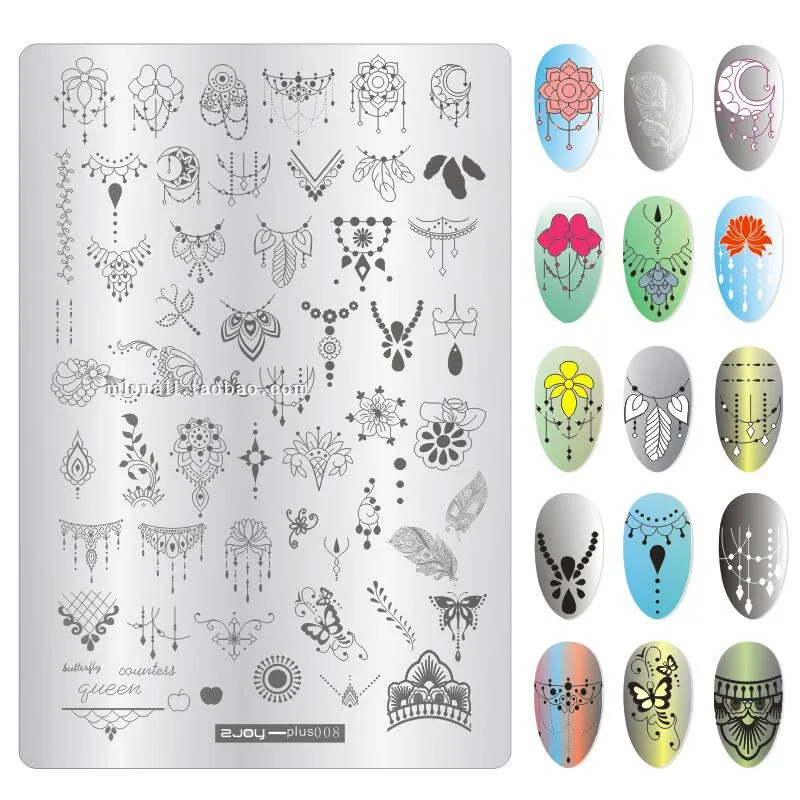 

1pc 9.5x14cm Nail Art Stampping Plate ZJOY-PLUS Series Bead Curtain Image Pattern Stamping Template Manicure Accessories