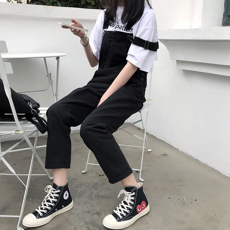 

2 colors denim jumpsuits for women 2019 Jeans Romper Overalls streetwear Long Trousers Basic Denim pants Female (X335)