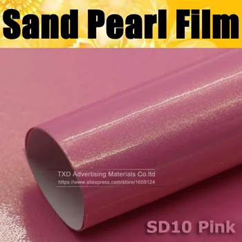 

Top quality 10/20/30/40/50/60X152CM/Lot 3 Layer Glossy Pink glitter sand pearl vinyl wrapping film for car decoration