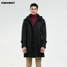 AIMENWANT однобортный мужской плащ с капюшоном, Подгонянный размер, осеннее пальто, английское черное пальто, Тренч, мужская верхняя одежда