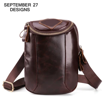 

Genuine Leather Waist Packs Men's Belt Bag Phone Pouch Bags Cowhide Men Travel Waist Pack Male Small Crossbody bags Coin Purses