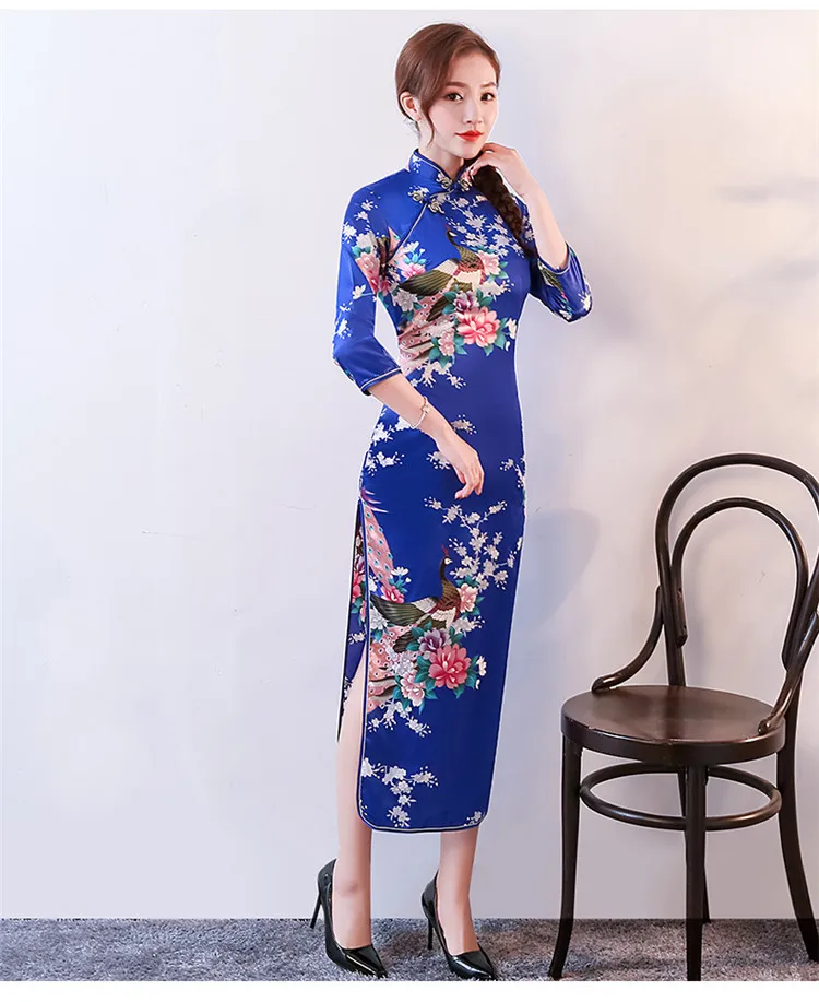 Платье Чонсам длинные Qipao модный принт платья для свадебной вечеринки для женщин традиционные Восточная одежда женская одежда S-6XL DNV11137