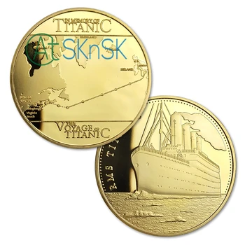 

Titan Routes R.M.S Titanic Commemorative Coin Gold Plated Souvenir Coins Collections Display Gift