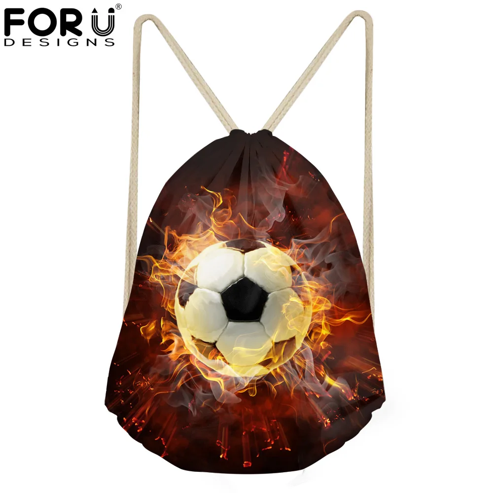 

FORUDESIGNS Fire Ball 3D Prints Men's Bags Small Drawstring Backpack Men Shoes Storage Package Kids Boys Rucksack School Bags