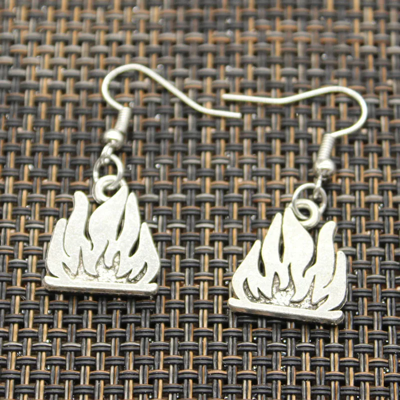 

Antique Silver Color fire extinguisher fireman fire flames Charm Drop Earring, Dangle Earrings For Womens