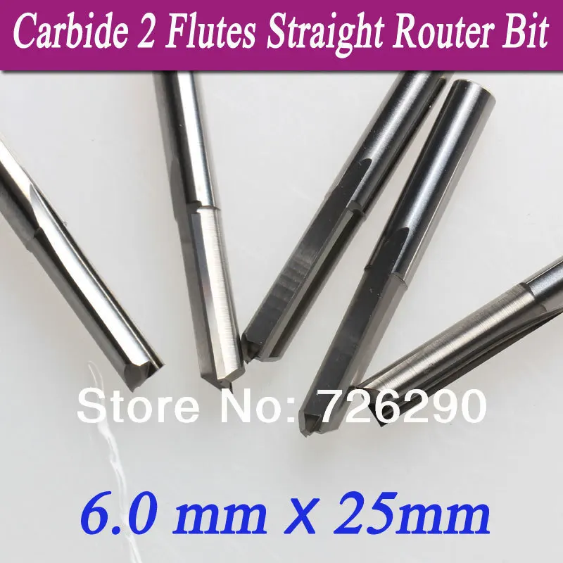 5pcs 6.0*25mm Two Straight Flutes Milling Tools CNC Carving Cutting Bits End Mill Cutters Cutter on Wood Engraving Machine | Инструменты