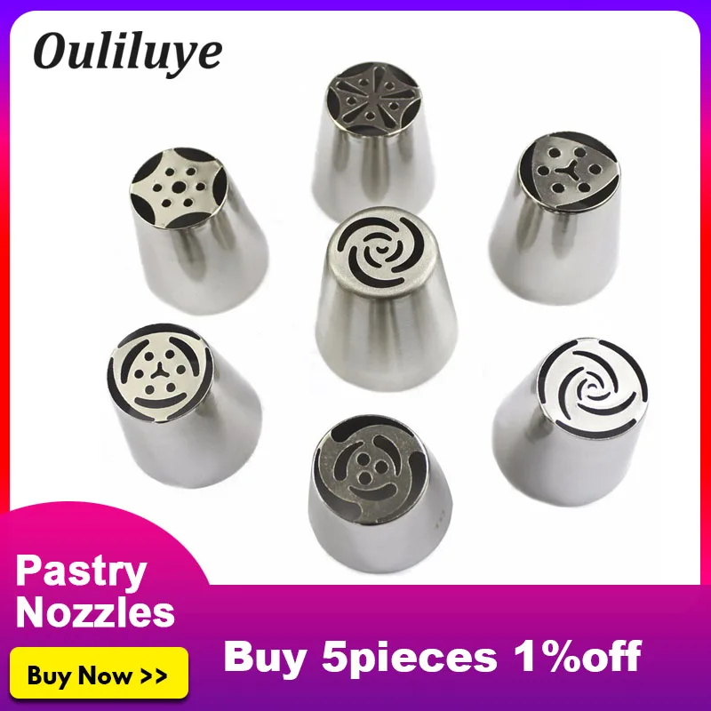 

Stainless Steel Icing Piping Nozzles Kitchen Pastry Decorating Nozzles For Cake Pastry Dessert Decoration Tools For 7PCS/1Set