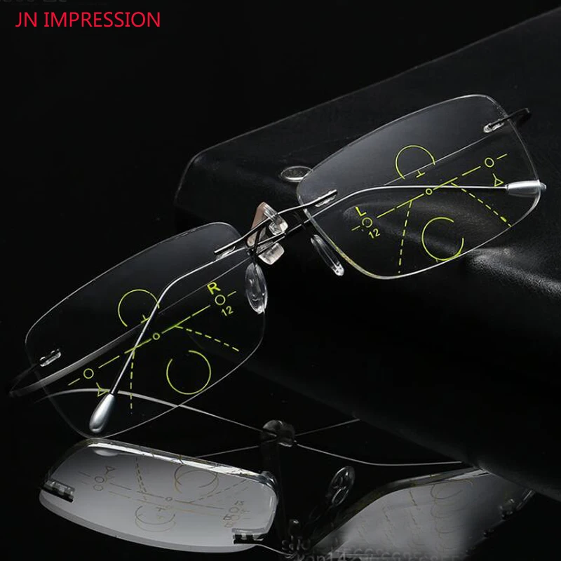 JN impresión ultraligera gafas sin montura zoom inteligente titanio progresivo Multifocal gafas de lectura hombres presbiopía hiperopía JN impresión ultraligera gafas sin montura zoom inteligente titanio progresivo Multifocal gafas de lectura hombres presbiopía hiperopía