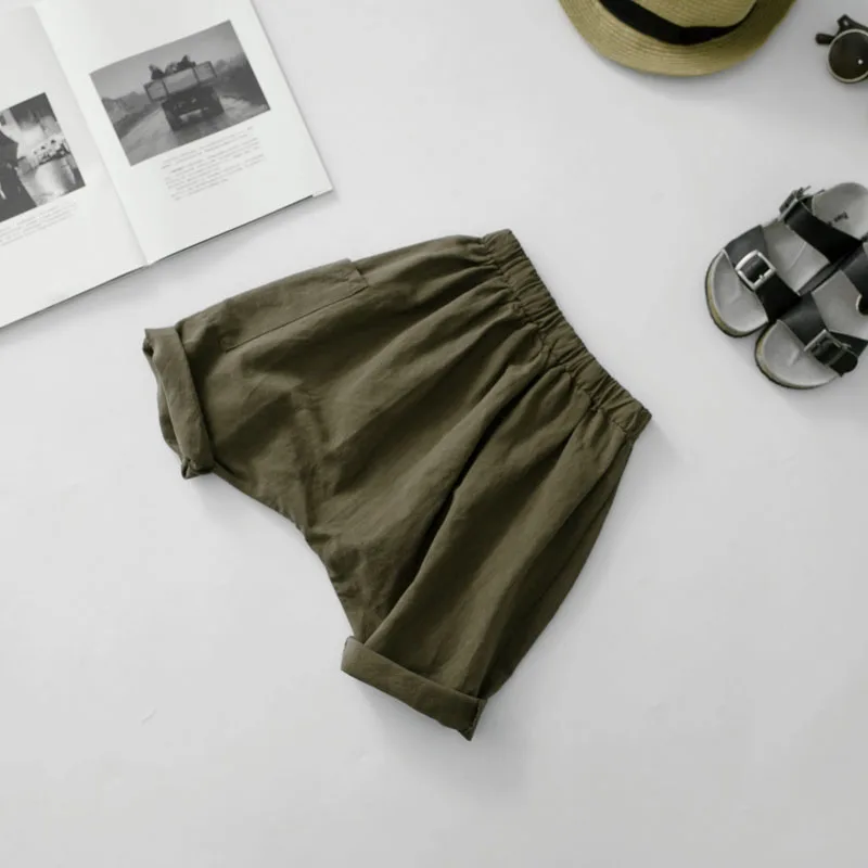 MILANCEl/летние детские штаны; хлопковые и льняные штаны для мальчиков; штаны-шаровары в Корейском стиле для девочек; укороченные детские брюки