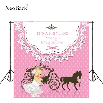 

NeoBack Custom Pink New Born Birthday Party Photographic Backgrounds DIY Baby Shower Photo backdrop Party Welcome Board P3153