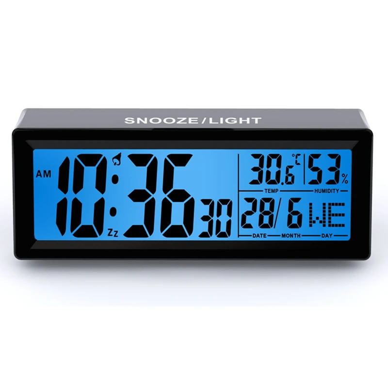 Modern electronic LCD backlight digital alarm clock thermometer Desktop calendar bedroom table snooze alarm clock home Digital