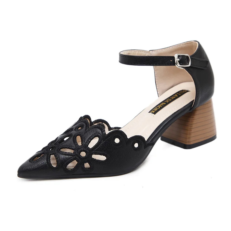 

Women Sandals Hoof Heels High Heel Elegant Sexy Pointed Fashion Shallow Mouth Hollow 2018 Summer Luxury Designer Shoes