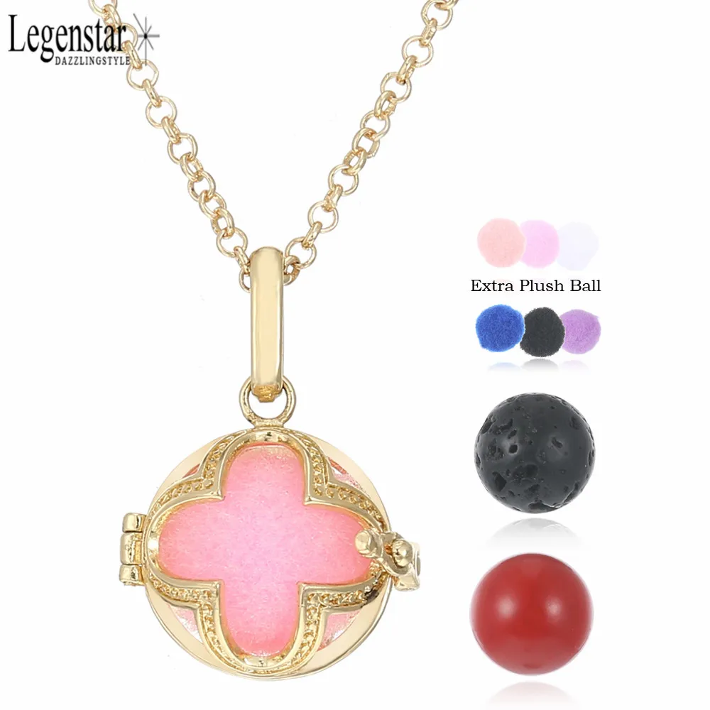 

Legenstar Aroma Cage Lucky Flower Pattern Openable Locket Aromatherapy Essential Oil Diffuser Chime Necklace For Pregnant Women