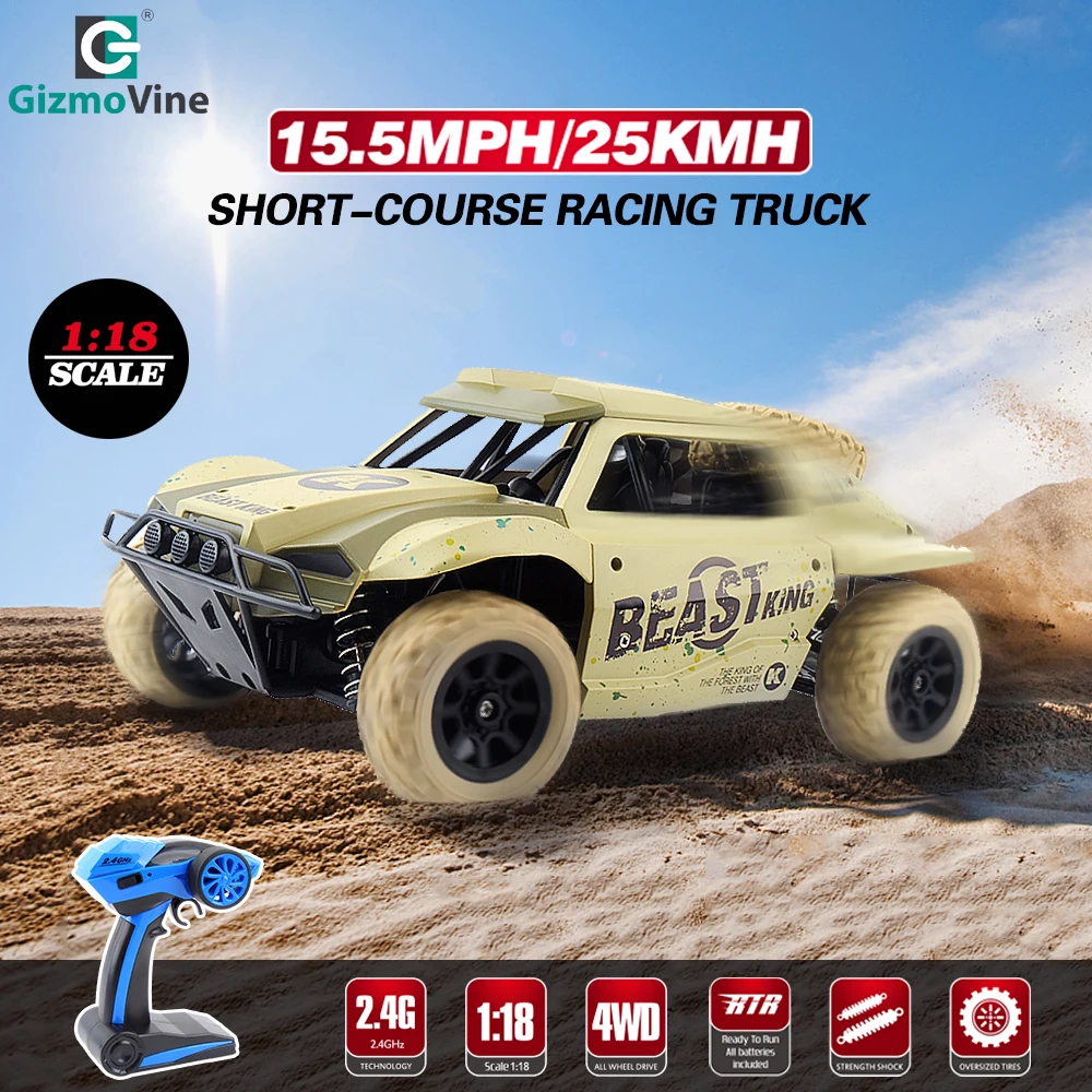 GizmoVine RC Car Short-Course Racing Truck Toys Model Shockproof 4 Wheel Drive High Speed Drift Remote Control Toy For Kids | Игрушки и