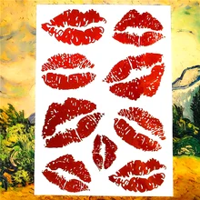 Sexy Red Lips Temporary Tattoo Body Art Flash Tattoo Stickers 17*10cm Waterproof Fake Tatoo Car Styling Wall Sticker