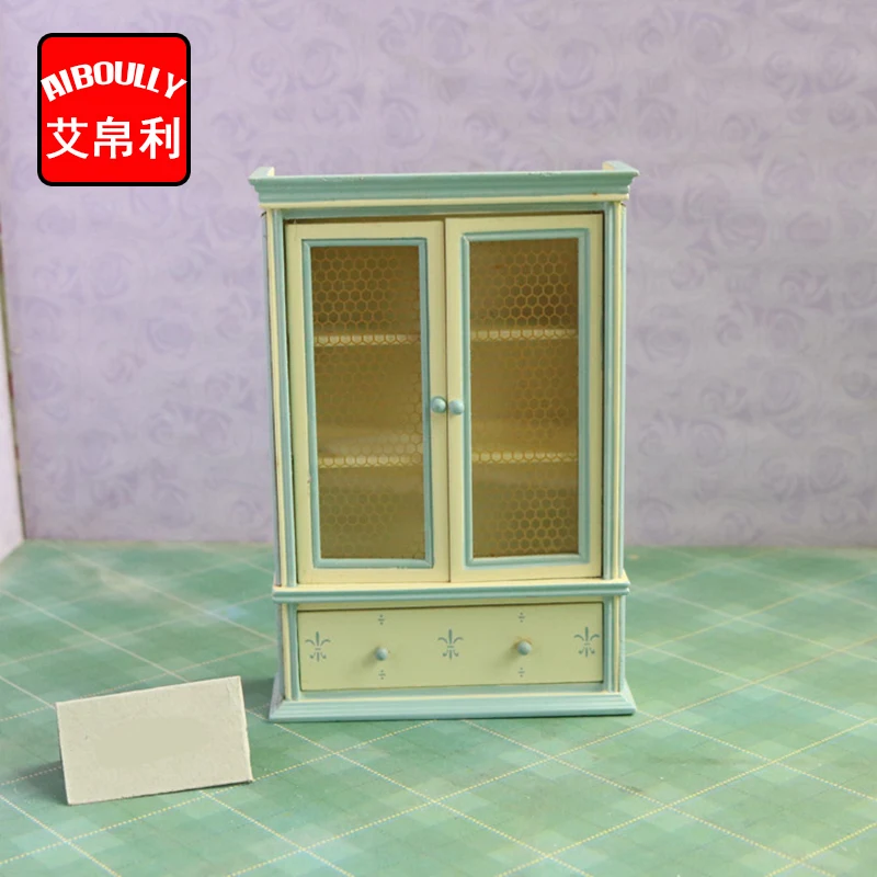 

1/12 Scale Dollhouse Furniture Wooden Miniature Bookshelf Display Cabinet Cupboard Dollhouse Accessories for Children