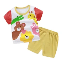 2pcs New Born Baby Boys Girls Summer Thin Clothing Infant Baby Cartoon Cotton Short Sleeved Suit Kids Tshirt + Shorts Suit Sport 2pcs New Born Baby Boys Girls Summer Thin Clothing Infant Baby Cartoon Cotton Short Sleeved Suit Kids Tshirt + Shorts Suit Sport