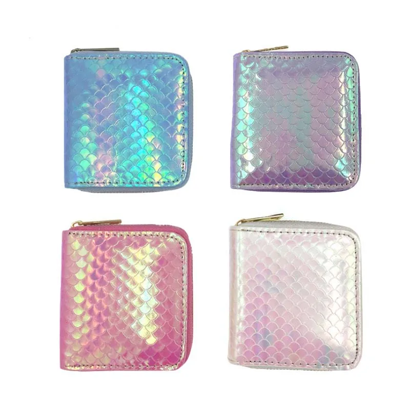 KANDRA 2019 Fashion Women Hologram Mermaid Motif Short Wallets Coin Purse Zipper Cute Ladies Card Holders Wholesale|Кошельки| |