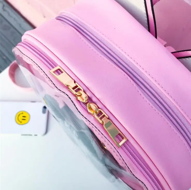 Bolsas escolares coreanas de Color caramelo gato Ita para niñas adolescentes PU cuero gelatina transparente Mochila Rugtas Mochila Escolar