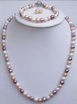 

FREE SHIPPING HOT sell new Style >>>>7-8mm mixed-colour Freshwater pearl Necklaces Bracelets Earrings