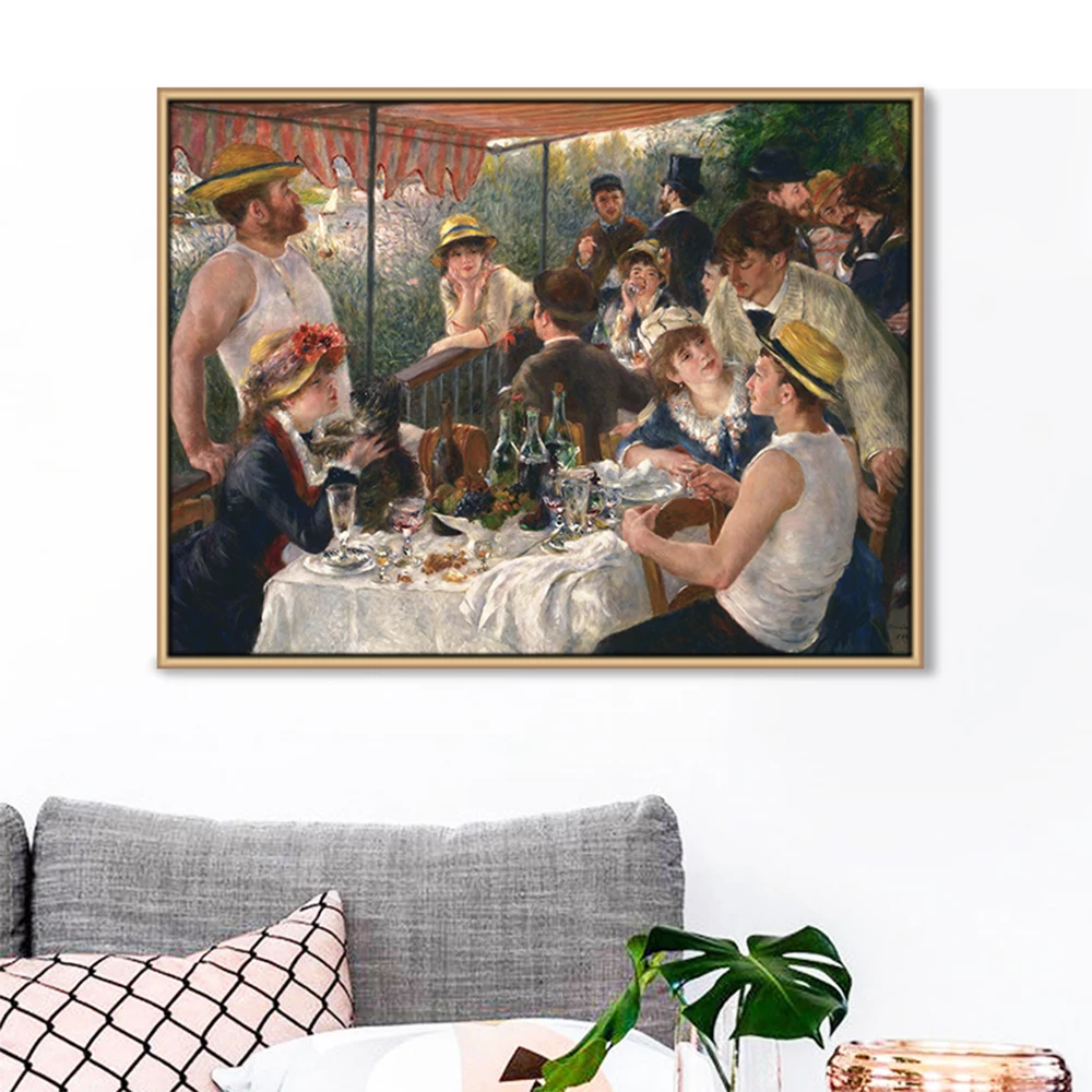 

Famous Painting Luncheon of the Boating Party by Pierre-Auguste Renoir Canvas Print For Living Room Decoration Wall Art