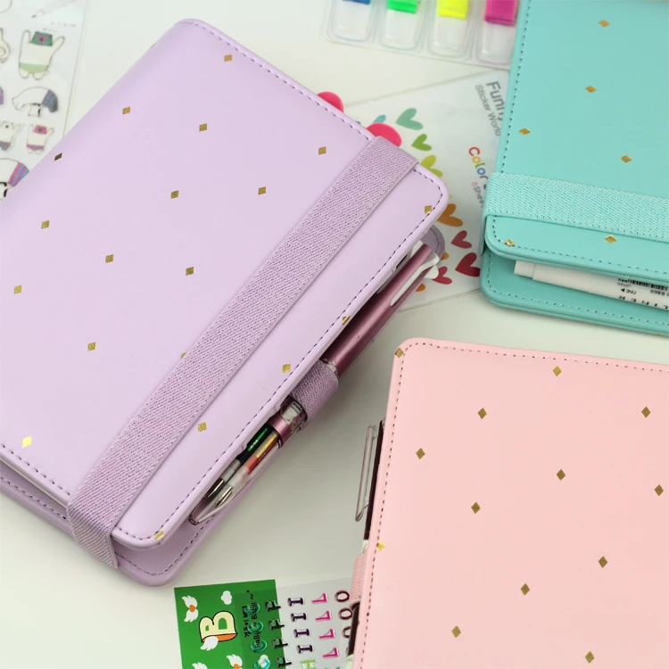 2016 New Arrive Star JM Polka Dot 6 loose leaf Notebook A5 A6 Organizer Planner With Elastic Bind Match Dokibook Filler