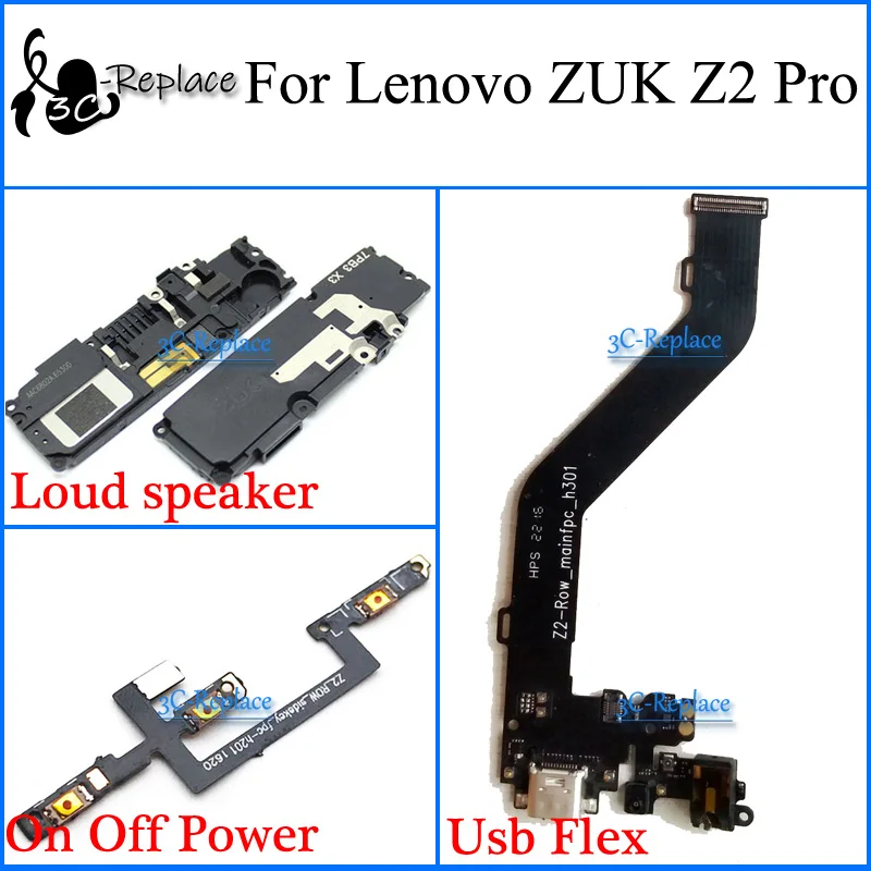 Для lenovo ZUK Z2 Pro Z2121 громкий динамик USB зарядное устройство зарядный порт разъем микрофон вкл/выкл гибкий кабель питания и громкости кабель