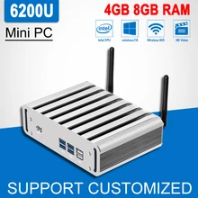 6th Gen Core i5 6200U мини офисный компьютер Окна 10/8/7 Мини-ПК Barebone безвентиляторный HD Графика 520 4 К плеер HTPC PC