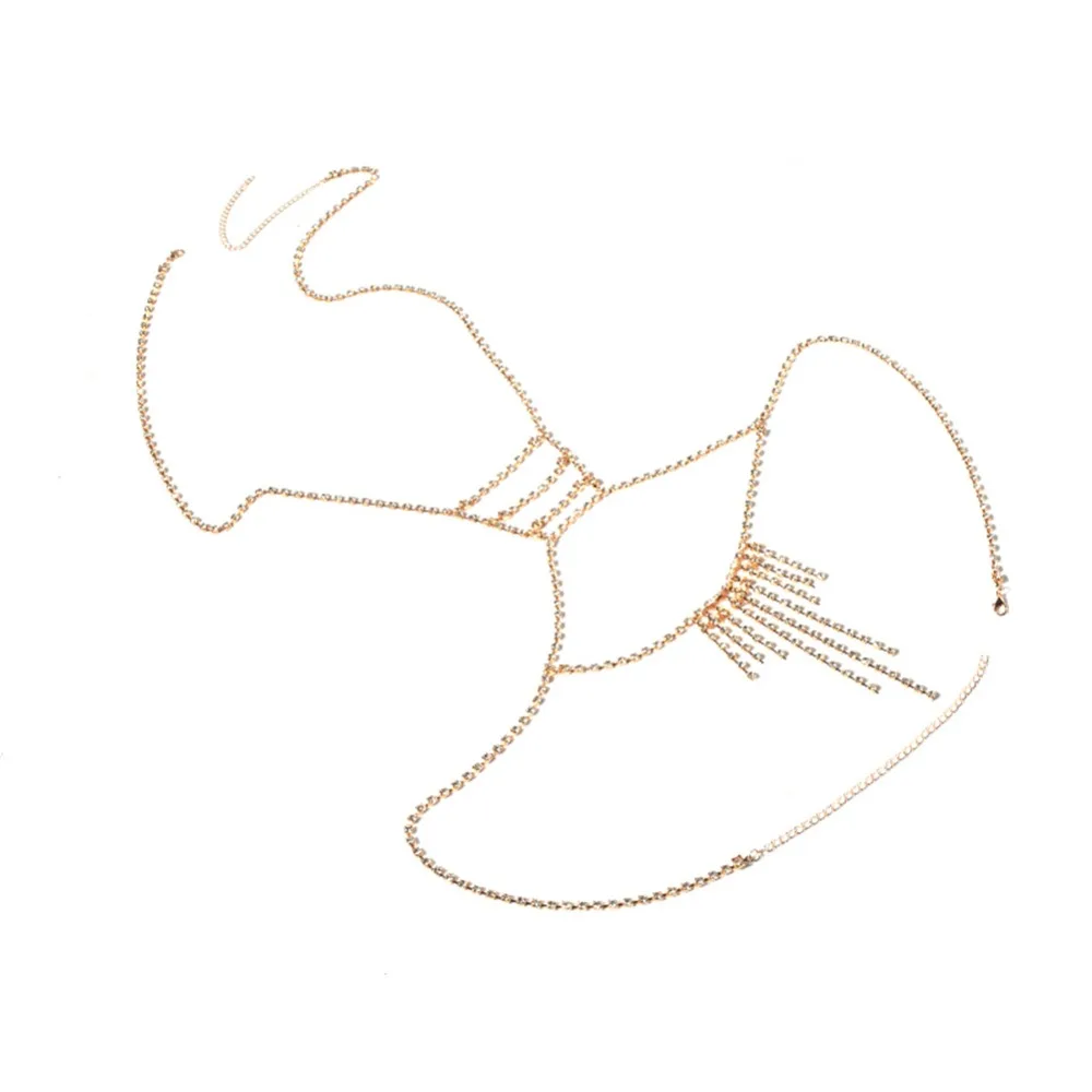 Женская сексуальная кристальная цепочка для тела со стразами Блестящий бюстгалтер цепь тела ювелирные изделия#236799