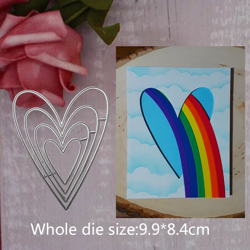 

9.9*8.4cm 4pcs new heart 2019 new metal steel cutting dies for DIY Scrapbooking stitch Album Paper Card Craft Embossing dies