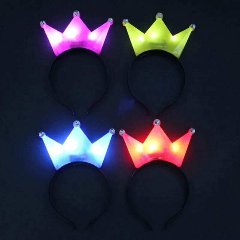 Красочный тиара корона принцессы светодиодный мигающий повязка на голову для детей и взрослых светильник аксессуары для волос Rave светящиеся вечерние принадлежности