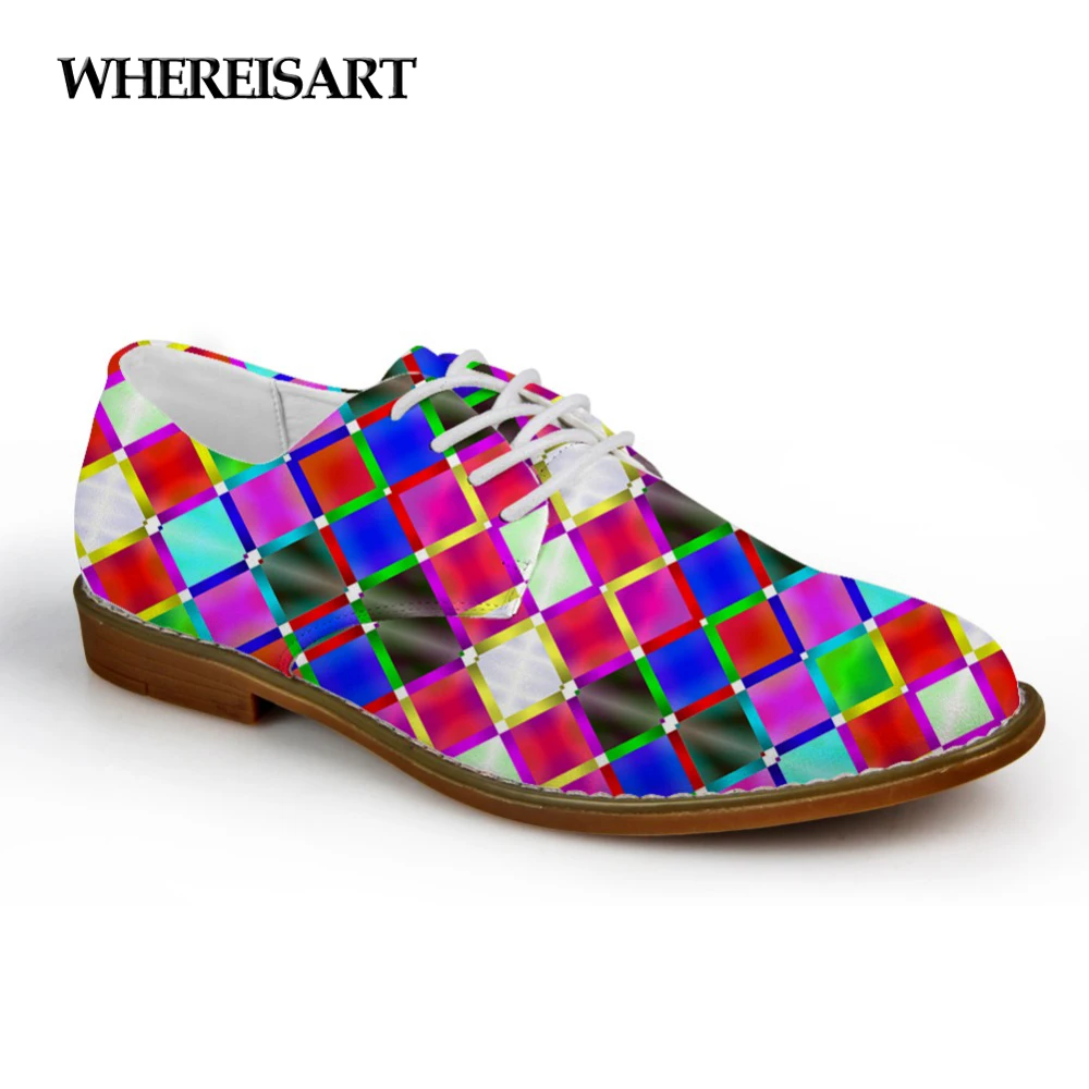 

WHEREISART High Quality Leather Women Shoes Soft Slip-on Casual 3D Mixed Color Flats Female Oxford Comfy Driving Shoes Big Size
